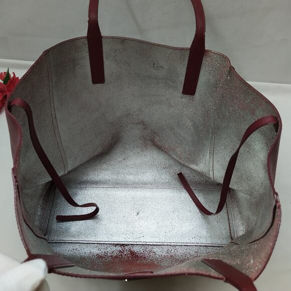 MCM Wandel Red Ruby Tan Leather Reversible Double Handle Shopper Tote Bag - Picture 9 of 16